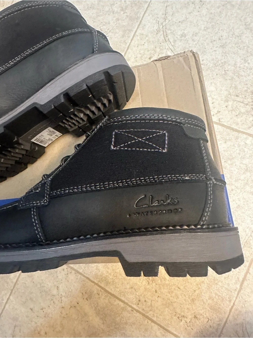 Clark’s Maplewalk Moc Men’s Black Leather Shoes Waterproof Size 9M